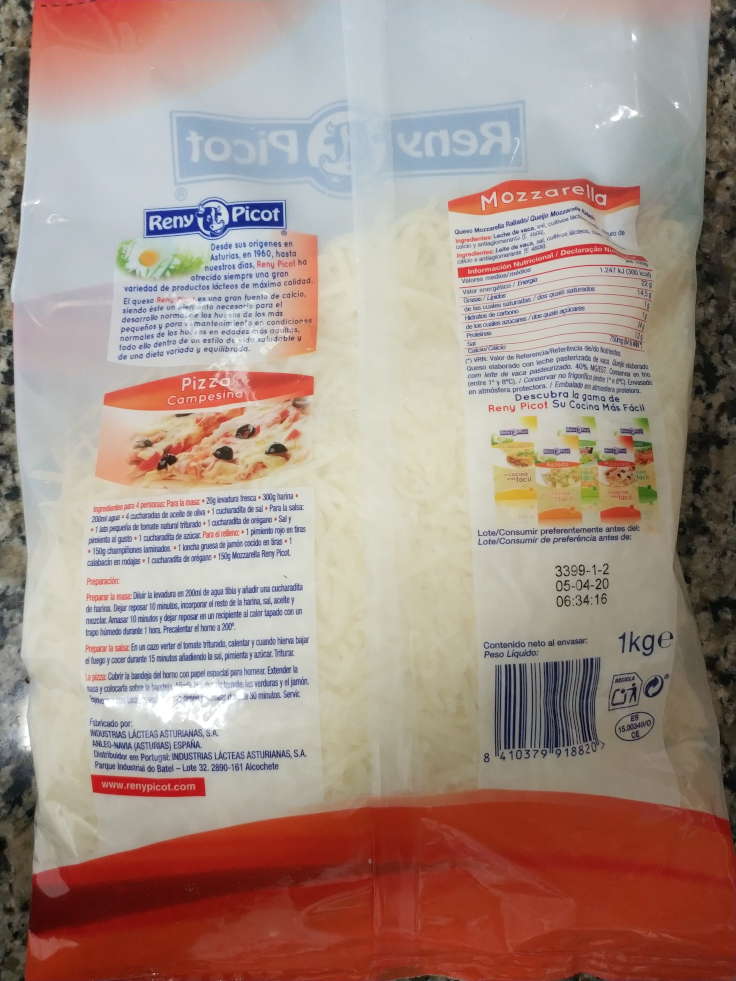 Reny Picot - Mozzarella especial para Pizza cara trasera